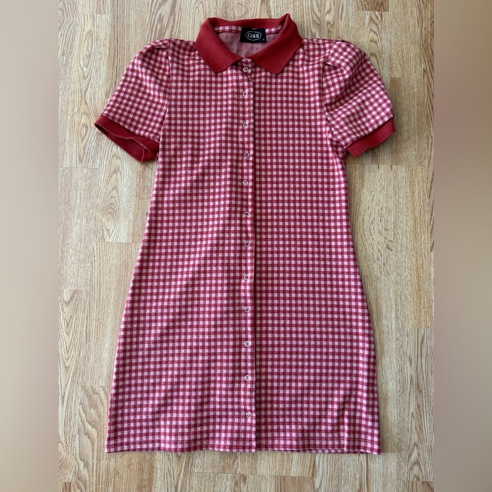 Puffed Sleeve Gingham Mini Dress